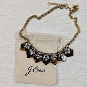 J Crew‎ Tortoise Acrylic & Clear Crystal Statement Necklace